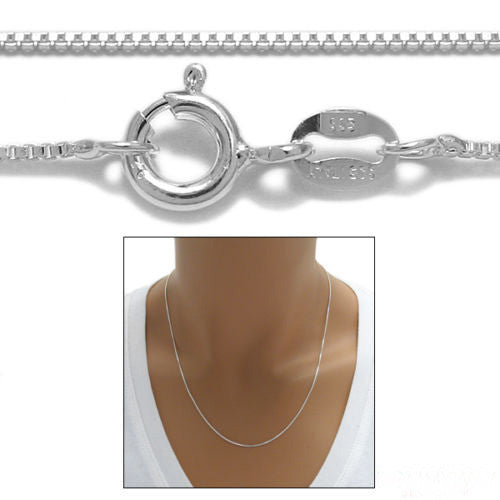 Sterling silver box chain 1.25mm width (gauge 019) | Wholesale 925 sterling silver chains - jewelry | Main photo