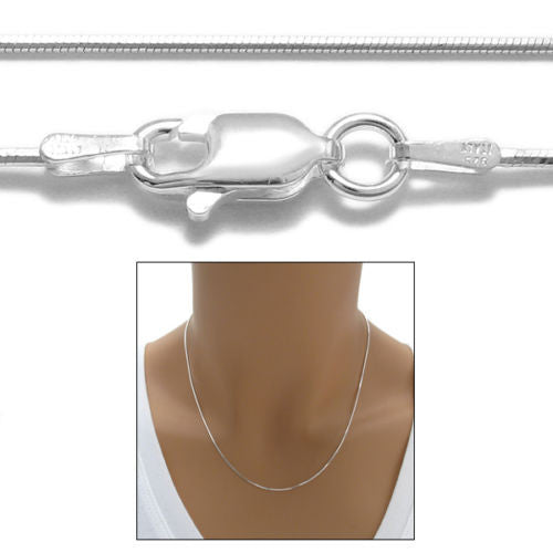 Sterling Silver Diamond Cut Snake Chain Necklace 1.0mm (Gauge 025). Av -  925Express