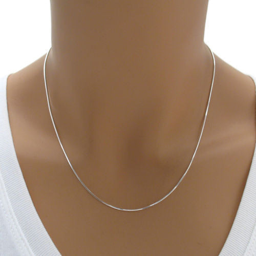 Sterling Silver Diamond Cut Snake Chain Necklace 1.0mm (Gauge 025). Av -  925Express