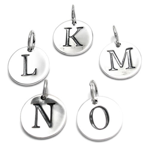 Classic Initial on a Disk Charm K-O | Wholesale 925 Sterling Silver Charms | Alternate