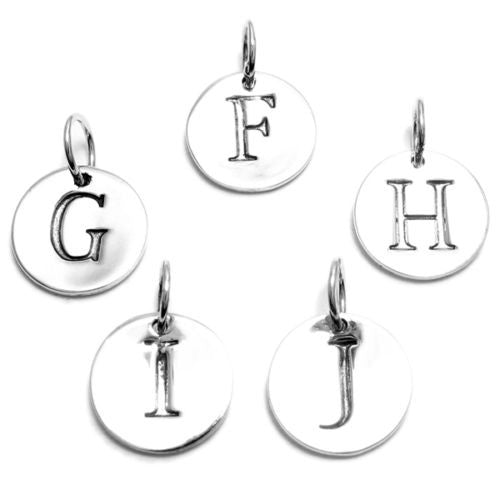Classic Initial on a Disk Charm F-J | Wholesale 925 Sterling Silver Charms | Alternate