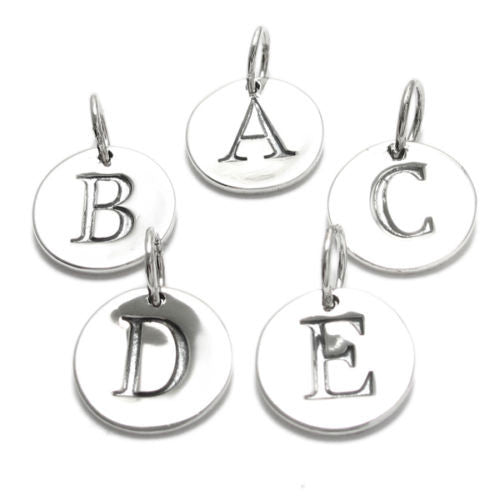 Sterling Silver Initial Letter Disc Charm Alphabet Charm Gold Initial Disc  Stamping Blank Initial Pendant 