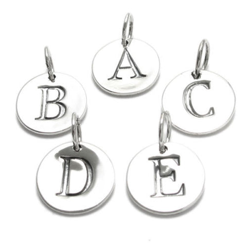 Classic Initial on a Disk Charm A-E | Wholesale 925 Sterling Silver Charms | Main