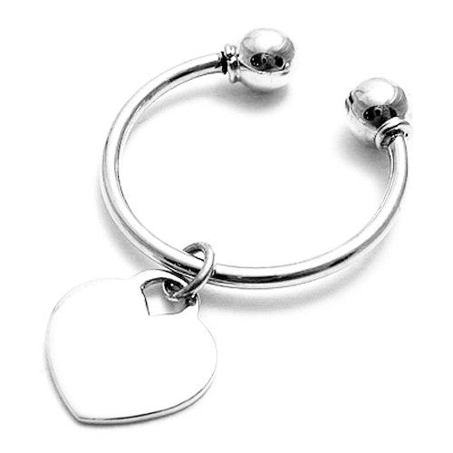 Charming sterling silver keychain w/ engravable heart tag | Wholesale 925 Sterling Silver Jewelry & Accessories