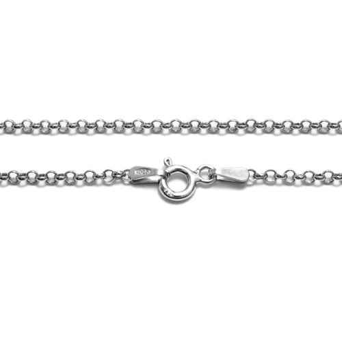 Sterling Silver Rhodium Plated Rolo Chain Necklace 2.0mm (Gauge 030). Available in 2 Lengths.