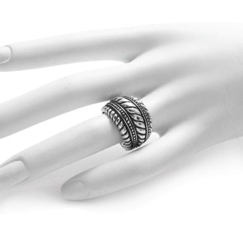 Extraordinary Studded and Twisted Stripes Ring | Wholesale 925 Sterling Silver Jewelry | Alternate