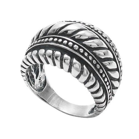 Extraordinary Studded and Twisted Stripes Ring | Wholesale 925 Sterling Silver Jewelry | Main