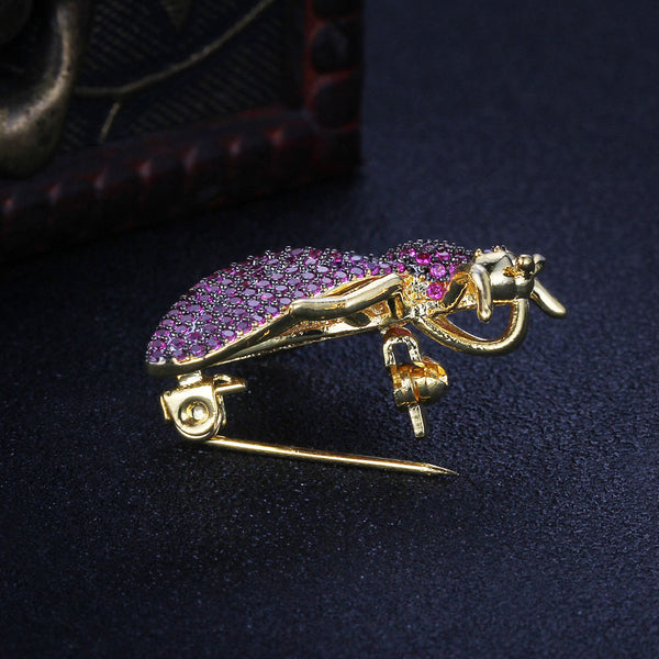 black, yellow, pink, CZ encrusted 14K gold plated bee brooch pin | Wholesale fashion jewelry | Black photo
