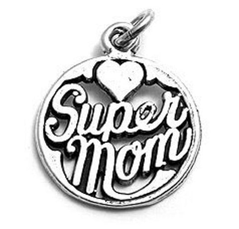 Glamorous "Super Mom" Talking Charm for your hardworking Mother. Wholesale Sterling Silver Charms - Jewelry