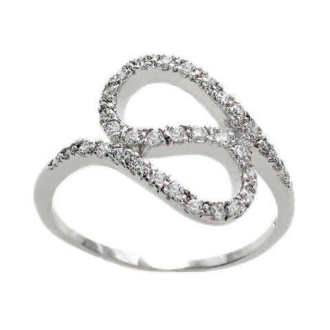 Artsy swirly squiggly ring lined in CZs | Wholesale sterling silver rings - Jewelry | Main photo