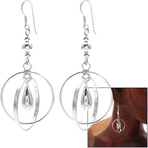 Marvelous teardrop hanging in interlocking rings hook earrings | Wholesale 925 Sterling Silver Jewelry | Combo photo