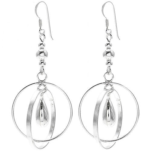 Marvelous teardrop hanging in interlocking rings hook earrings | Wholesale 925 Sterling Silver Jewelry | Item photo