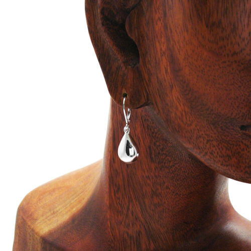 Classic teardrop shaped latch back earrings | Wholesale 925 Sterling Silver Jewelry | Alternate photo