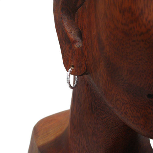 Cute Thin 13mm Diamond Cut Hoop Earrings | Wholesale Sterling Silver Jewelry | Alternate