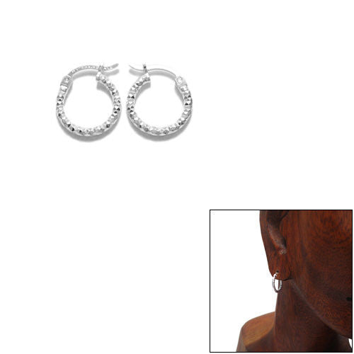 Cute Thin 13mm Diamond Cut Hoop Earrings | Wholesale Sterling Silver Jewelry | Main