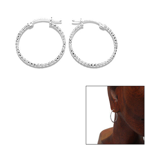 Thin 23mm Diamond Cut Hoop Earrings  | Wholesale Sterling Silver Jewelry | Main
