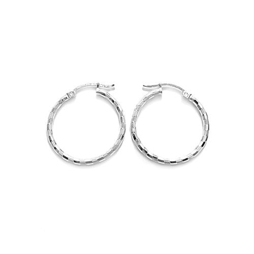 Thin 24mm Diameter Faceted Hoop Earrings | Wholesale Sterling Silver Jewelry | Alternate