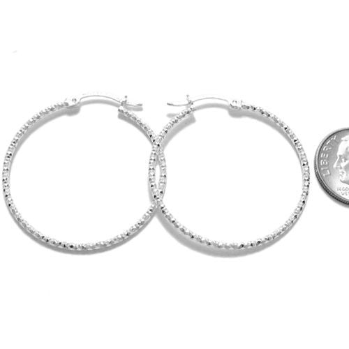 Thin 33mm Diameter Diamond Cut Hoop Earrings | Wholesale Sterling Silver Jewelry | Alternate