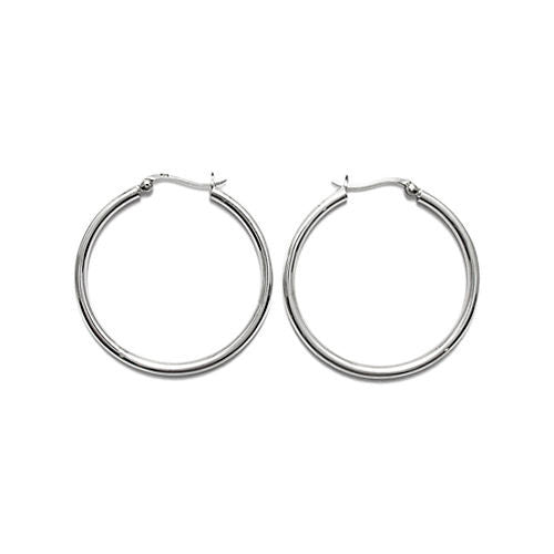 Sterling Silver Thin 3mm Plain Round Hoop Earrings. Available in 8 Sizes.