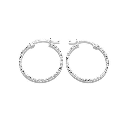Sterling Silver Thin Diamond Cut Hoop Earrings. Available in 6 Sizes.