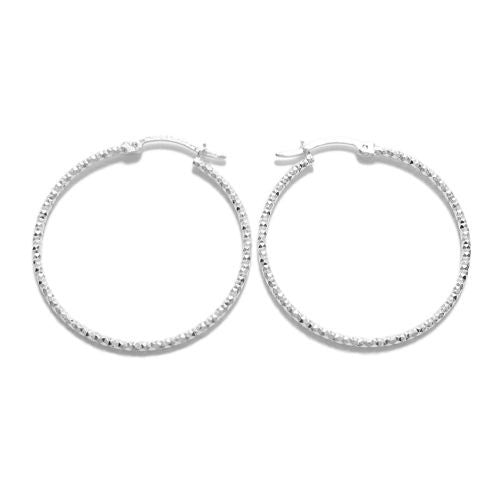 Thin Diamond Cut Hoop Earrings in 33mm | Wholesale Sterling Silver Jewelry | Alternate