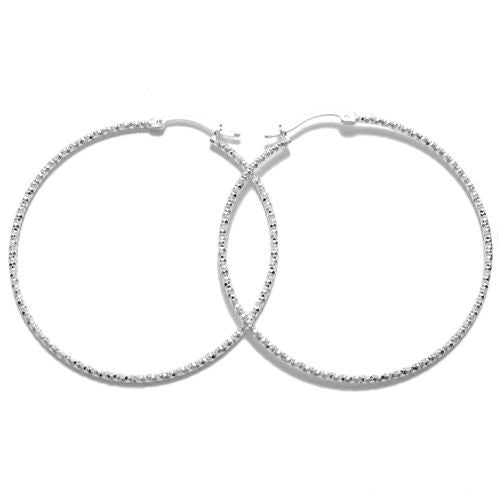 Thin Diamond Cut Hoop Earrings in 48mm | Wholesale Sterling Silver Jewelry | Alternate
