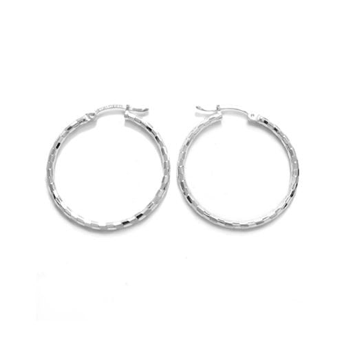 Thin Faceted Hoop Earrings in 29mm | Wholesale Sterling Silver Jewelry | Alternate