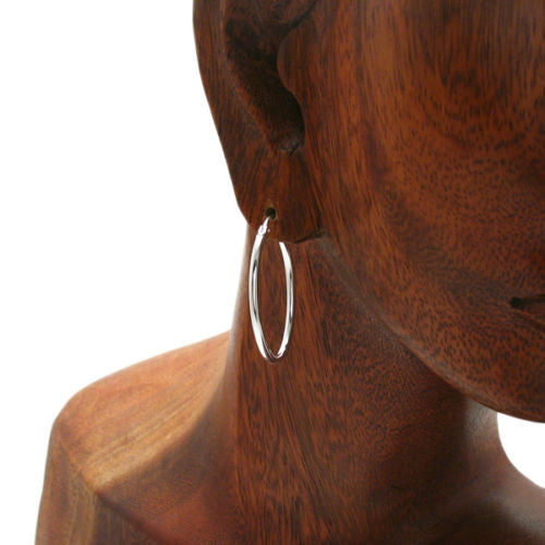 Impeccable Thin Oval Hoop Earrings in 16mm | Wholesale Sterling Silver Jewelry | Alternate