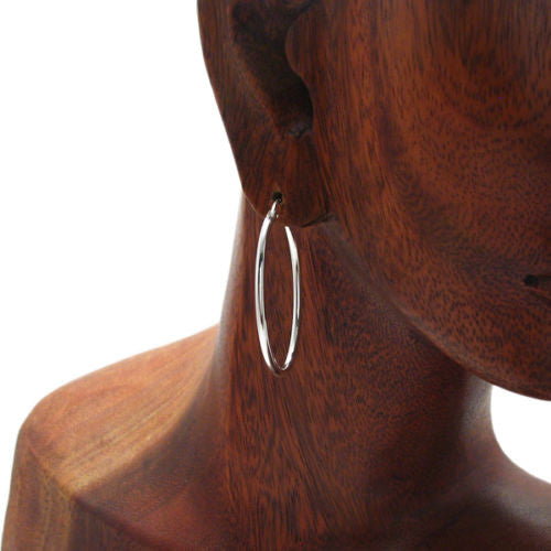 Impeccable Thin Oval Hoop Earrings in 24mm | Wholesale Sterling Silver Jewelry | Alternate