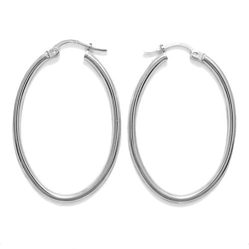 Impeccable Thin Oval Hoop Earrings in 24mm | Wholesale Sterling Silver Jewelry | Alternate