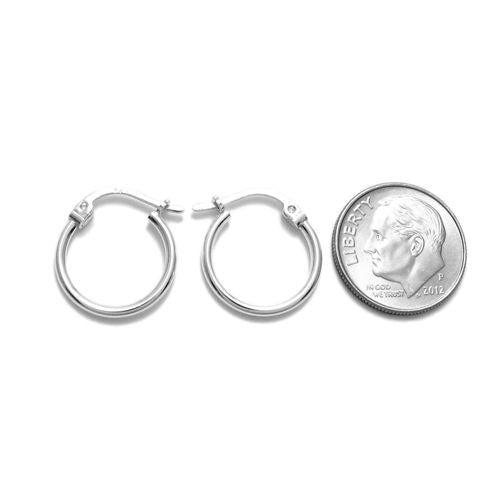 Classic Thin Plain Polished Hoop Earrings 12mm | Wholesale Sterling Silver Jewelry | Alternate