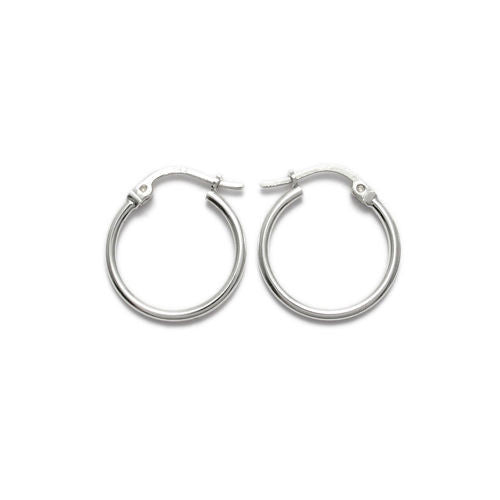 Thin Plain Polished Hoop Earrings 14mm | Wholesale Sterling Silver Jewelry | Main