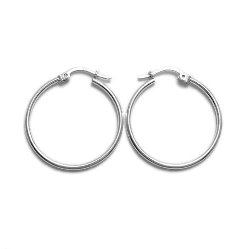 Thin Plain Polished Hoop Earrings 30mm | Wholesale Sterling Silver Jewelry | Main