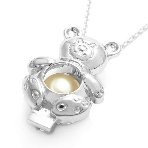 Totally Cute Sterling Silver Teddy Bear Pearl Cage | Wholesale 925 Sterling Silver Jewelry | Main photo