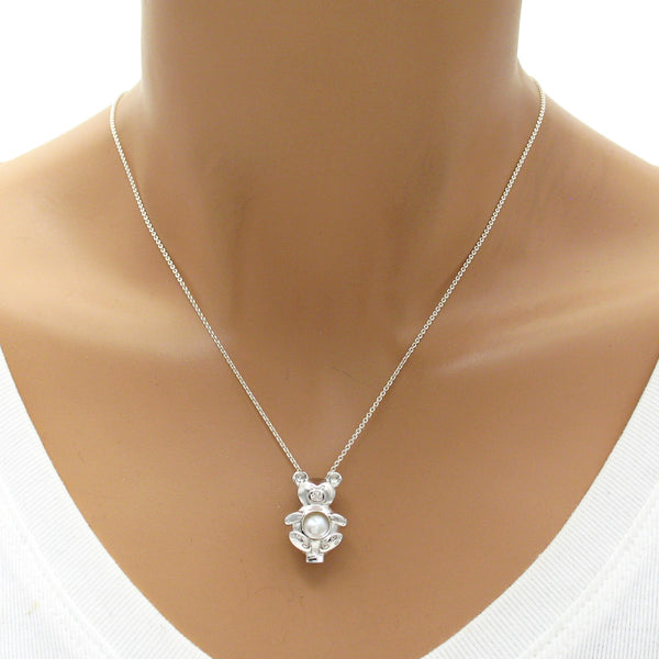 Totally Cute Sterling Silver Teddy Bear Pearl Cage | Wholesale 925 Sterling Silver Jewelry | Mannequin photo