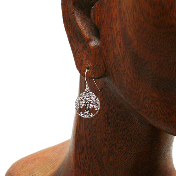 Tree of Life earrings with Starry Night swirls | Wholesale 925 Sterling Silver Jewelry | Alternate photo