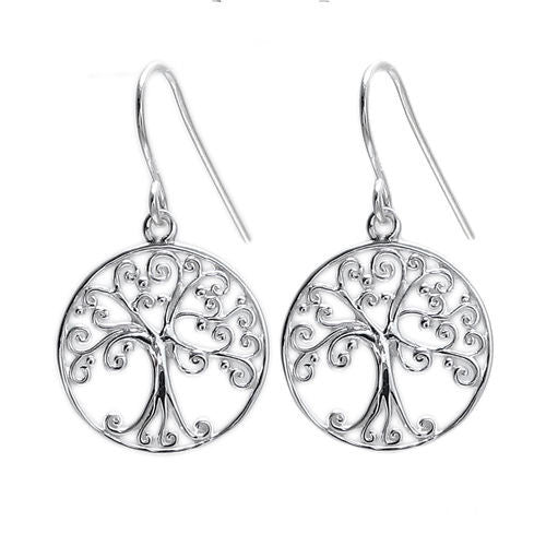 Tree of Life earrings with Starry Night swirls | Wholesale 925 Sterling Silver Jewelry | Item photo