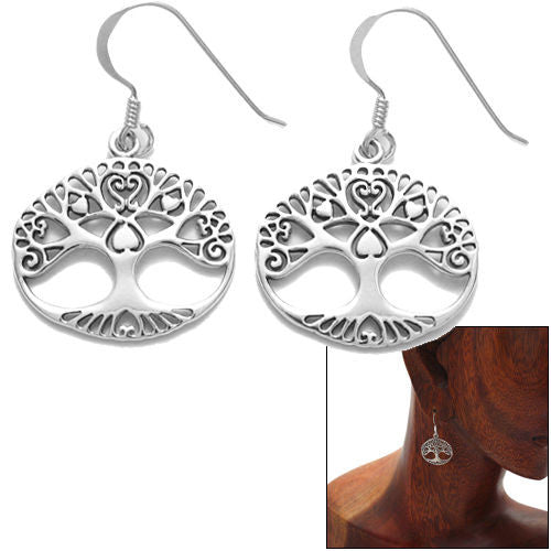 Tree of Life hanging earrings with heart branches | Wholesale 925 Sterling Silver Jewelry | Combo photo