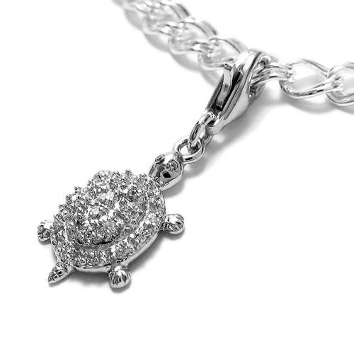 Adorable Turtle Charm Pendant with CZs | Wholesale 925 Sterling Silver Pendant - Jewelry | Alternate
