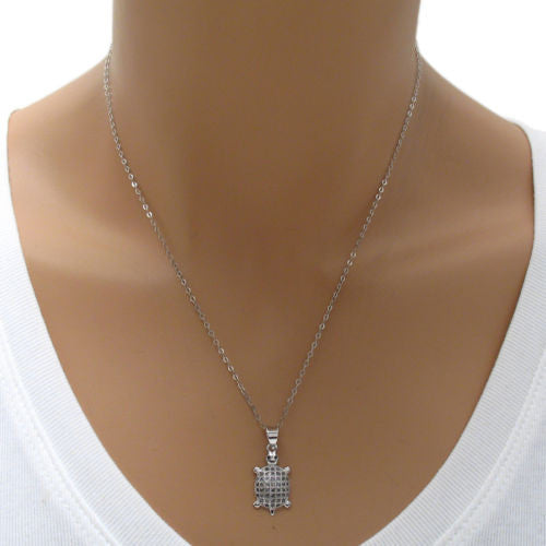 Lovely Turtle with Black CZs Pendant | Wholesale 925 Sterling Silver Pendant - Jewelry | Alternate