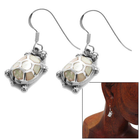 Turtle with mother of pearl turtle shell hanging earrings | Wholesale 925 Sterling Silver Jewelry | Combo photo