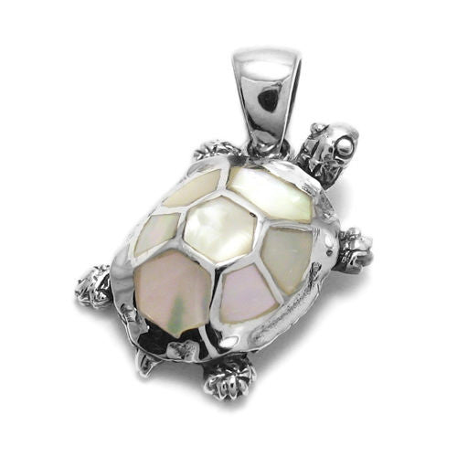 Cute turtle with mother of pearl turtle shell pendant | Wholesale 925 Sterling Silver Jewelry | Top photo
