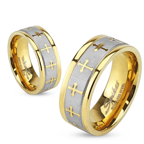 2-Tone Stainless Steel Ring w/ Gold Wholesale 925Express