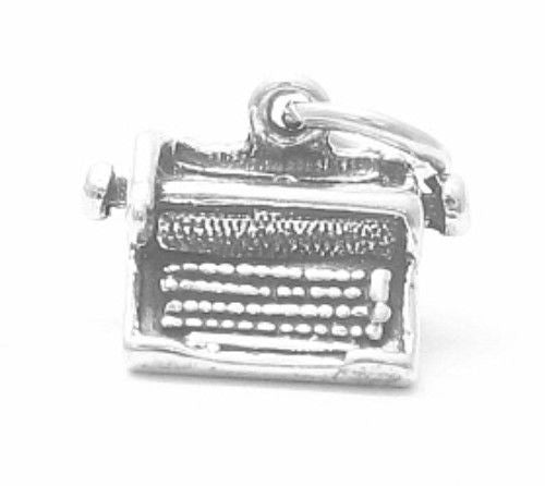 Sleek Typewriter Charm in Sterling Silver | Wholesale 925 Sterling Silver Charms | Main