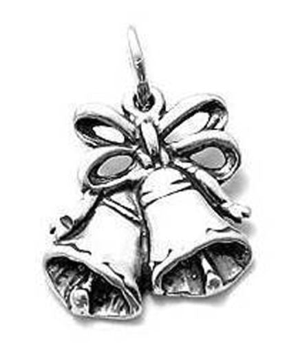 Precious Wedding Bells with Ribbon Charm. Wholesale Sterling Silver Charms - Jewelry