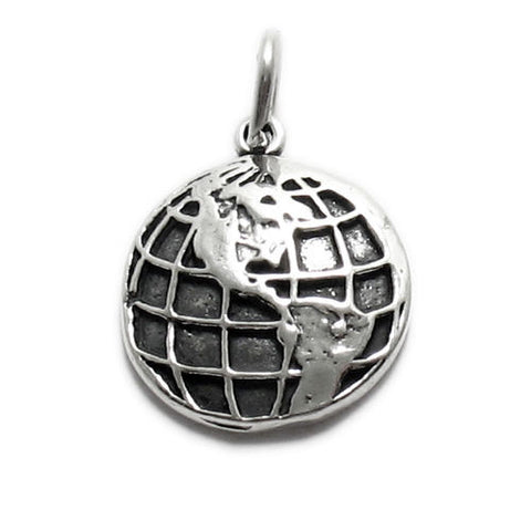 Western Hemisphere on Globe Charm | Wholesale 925 Sterling Silver Charms - Jewelry | Main