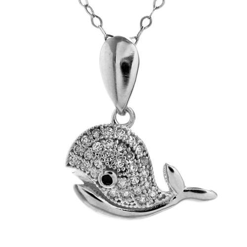Stylish Whale Pendant with CZ | Wholesale 925 Sterling Silver Pendants - Jewelry | Alternate
