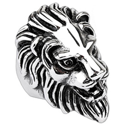 Wide cast stainless steel ring of a huge detailed lion's head | Wholesale Jewelry