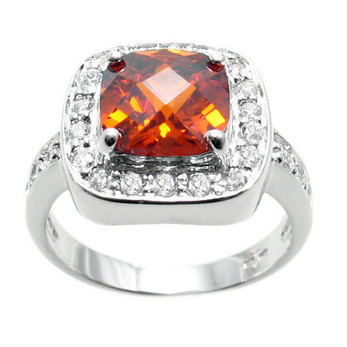 Square cut yellow topaz colored CZ cocktail ring | Wholesale sterling silver rings - Jewelry | Alternate photo