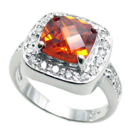 Square cut yellow topaz colored CZ cocktail ring | Wholesale sterling silver rings - Jewelry | Main photo